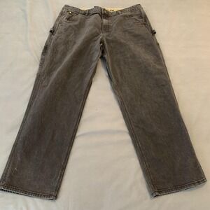 CAT Carpenter Jeans Mens 40x32 Gray Straight Leg‎ Workwear Stretch Denim Pants